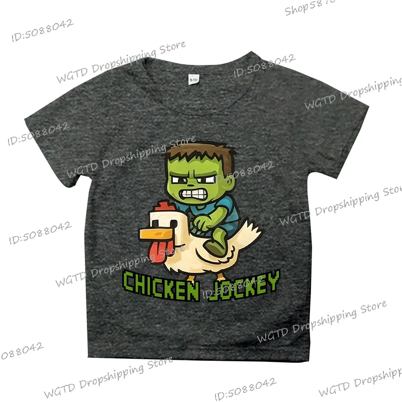 Chicken Jockey Print T Shirt Boys Girls Anime Cartoon Clothes Funny Game Chicken - Picture 21 of 21