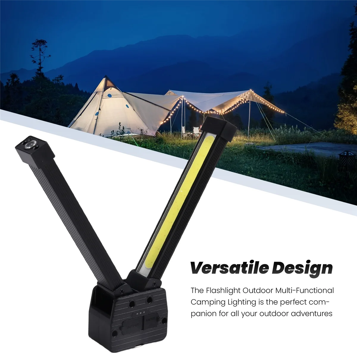 BAAU Flashlight Outdoor Multi-Functional Camping Lighting Rechargeable Portable Work Light Tent Light Folding Work