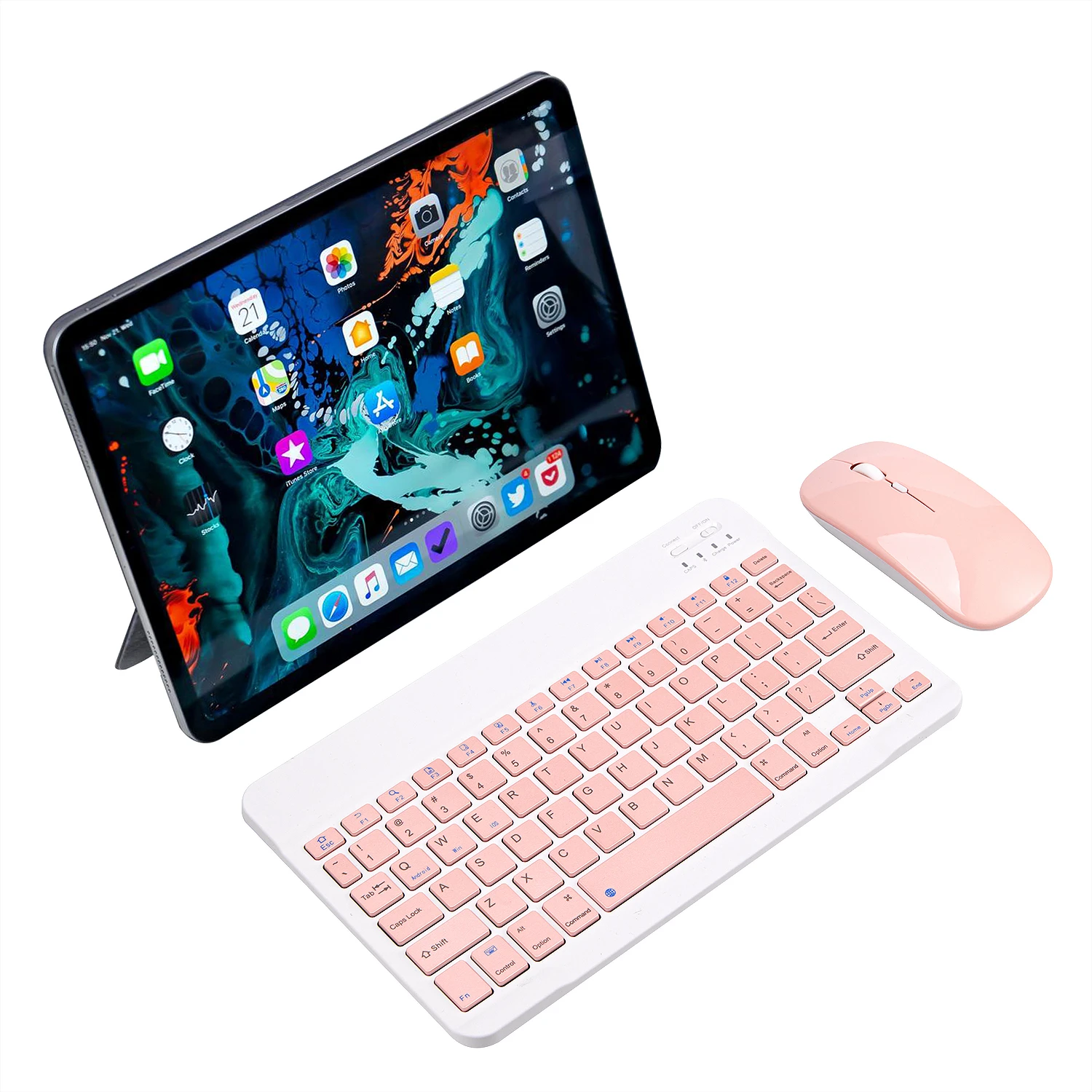 Pink Wireless Bluetooth Keyboard and Mouse Mini Spainish Keyboard Bluetooth Keyboard for Tablet IOS Android IPhone Ipad Keyboard computer keypad