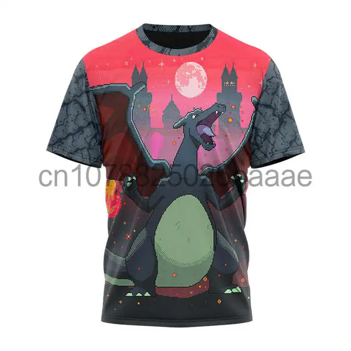 

Футболки Pokemon Charizard Mew для мужчин и женщин, 3D футболки для спорта и отдыха, детские футболки с коротким рукавом