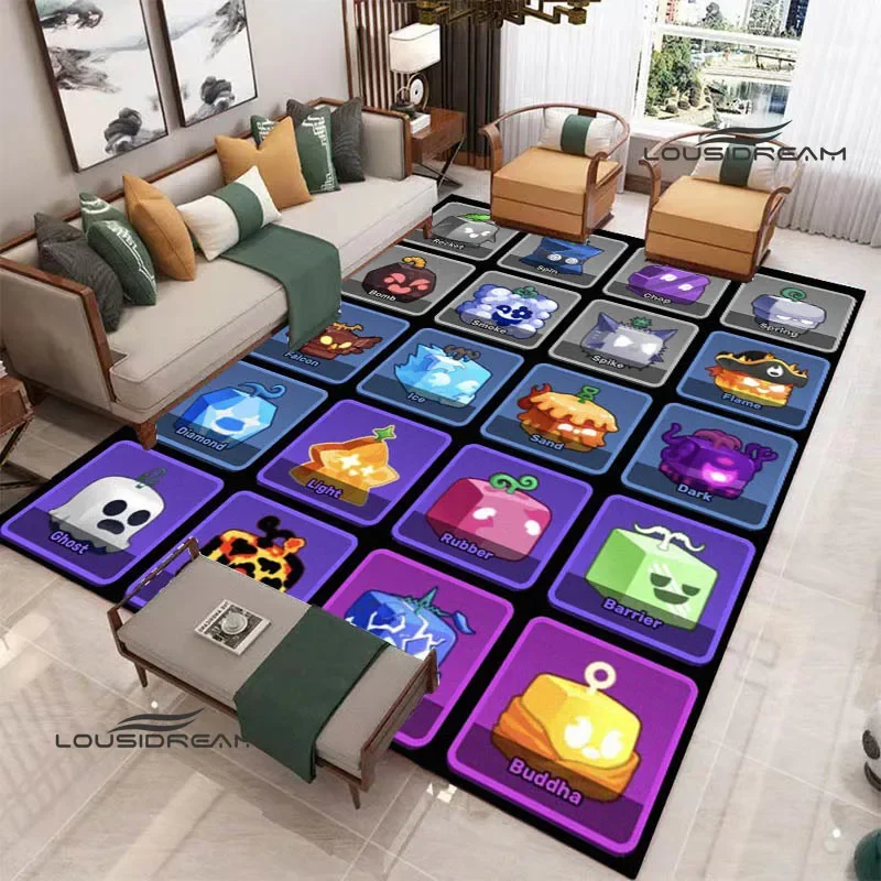 3D game B-blox fruits printed carpet Non-slip carpet bedroom decoration living room decoration washroom floor mat birthday gift Floor Mat Plush Rug Decorative Carpet Plush Carpet Non Slip Carpet Plush Play Mat