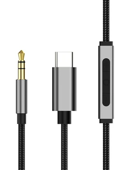 Аудиокабель с разъемом USB Type-C и штекером 3,5 мм для компьютерных наушников, стереопровод для удлинения стереозвука, автомобильный удлинитель...