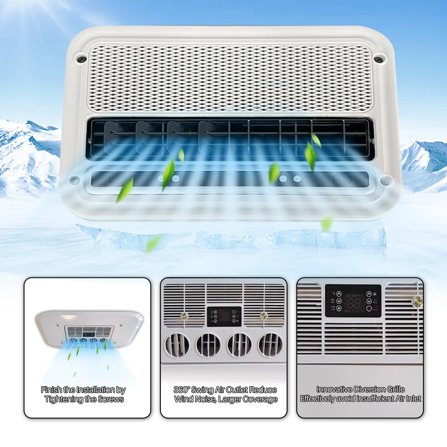 12V 24V Aria condizionata elettrica per camion RV Refrigerazione sul tetto Camper Camper Van Roulotte Sistema di raffreddamento per parcheggio auto - Image 3