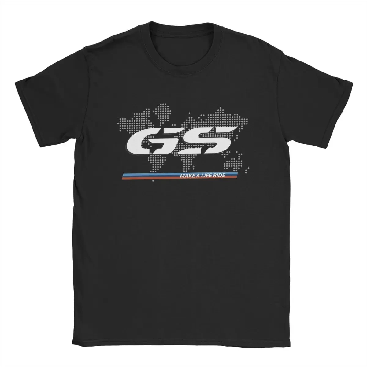 GS World Map Motorcycle T-Shirts Men Vintage 100% Cotton Tee Shirt O Neck Short Sleeve T Shirt