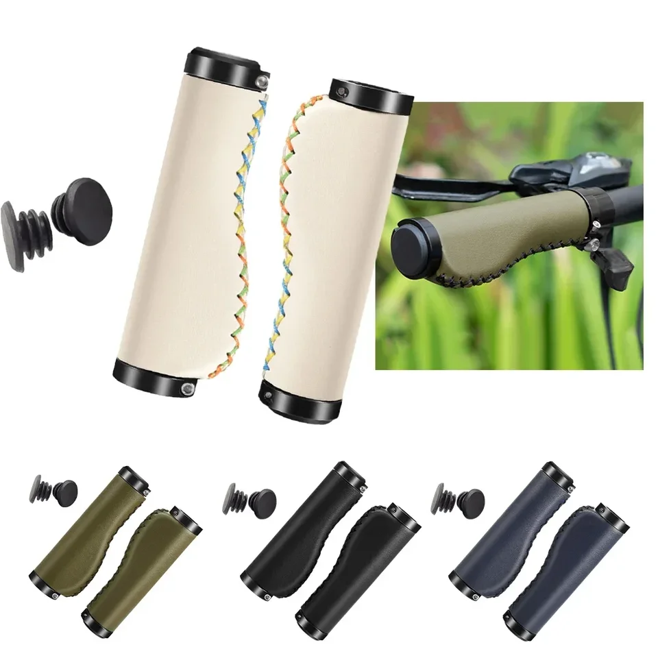 Poignées Guidon Vélo En Cuir PU Et Silicone - Avec Boule Et Absorption Chocs | Confort VTT Modifié
