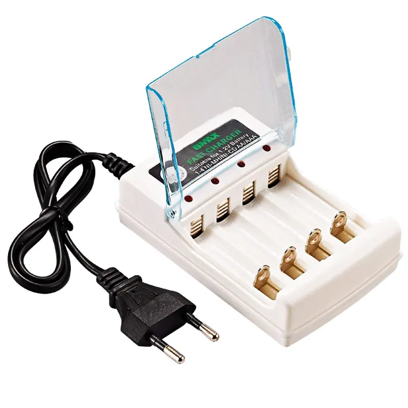 JIECAN Smart Battery Charger | 4 Bay USB Fast Charging For Ni-MH Ni-Cd AA AAA Batteries | LCD Display