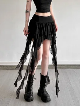 Y2K Sexy Ruffles Skirt Women High Waist Slim Vintage Irregular Skirts Harajuku Vintage American Streetwear Spring Summer Skirt 1