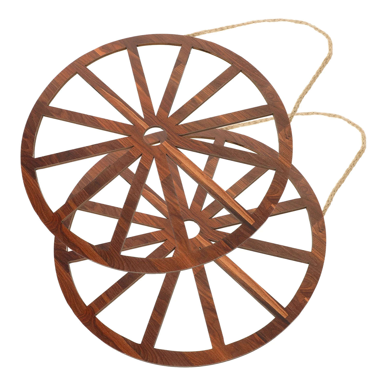 2 Pcs Wheel Wooden Decoration Vintage Home Farmhouse Wagon Wheels Wagin Western Wall Baby 3