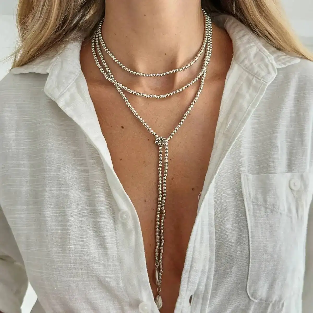 KunJoe Vintage Gold Farbe Liebe Herz Anhänger Halskette Frauen Trendy Perlen Kette Lange Halskette Pullover Kette Partei Schmuck Geschenke – Detail 2