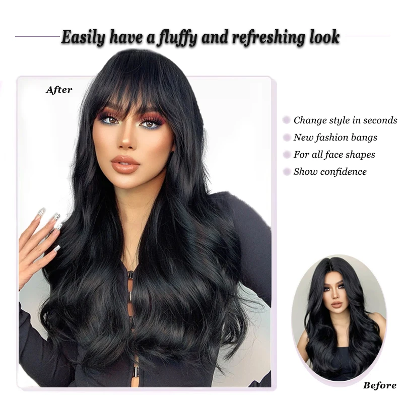 LUPU Clip Style Bangs Slim Fit Bangs Clip on Hair With Sideburns air Bangs Slightly Straight Bangs for Women Everyday Wear