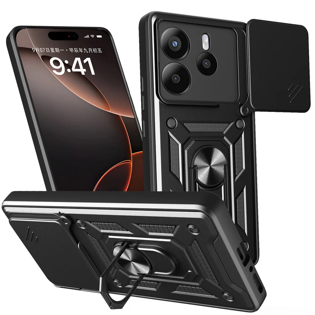 BOKYAS Magnetic Case for Xiaomi Redmi Note 14 5G Compatible with MagSafe, Adjustable Stand, Velvety Touch, Military Drop Protection Phone Cover, Full Camera Protection Black BOKYAS Magnetic Case for Xiaomi Redmi Note 14 5G Compatible with MagSafe, Adjustable Stand, Velvety Touch, Military Drop Protection Phone Cover, Full Camera Protection Black
