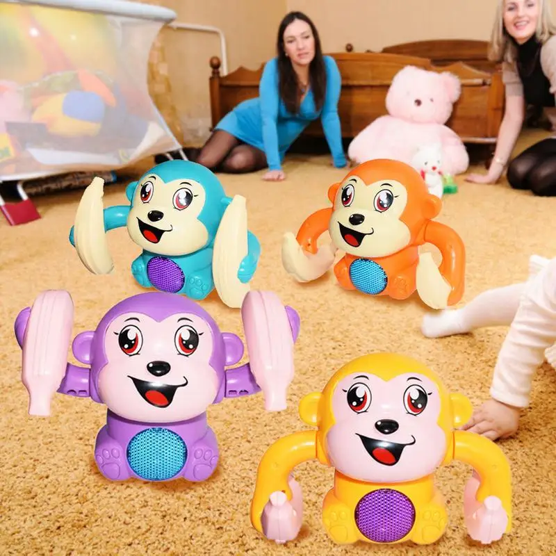

Baby Voice Control Rolling Little Monkey Toy Walk Sing Brain Game Crawling Electric Toys