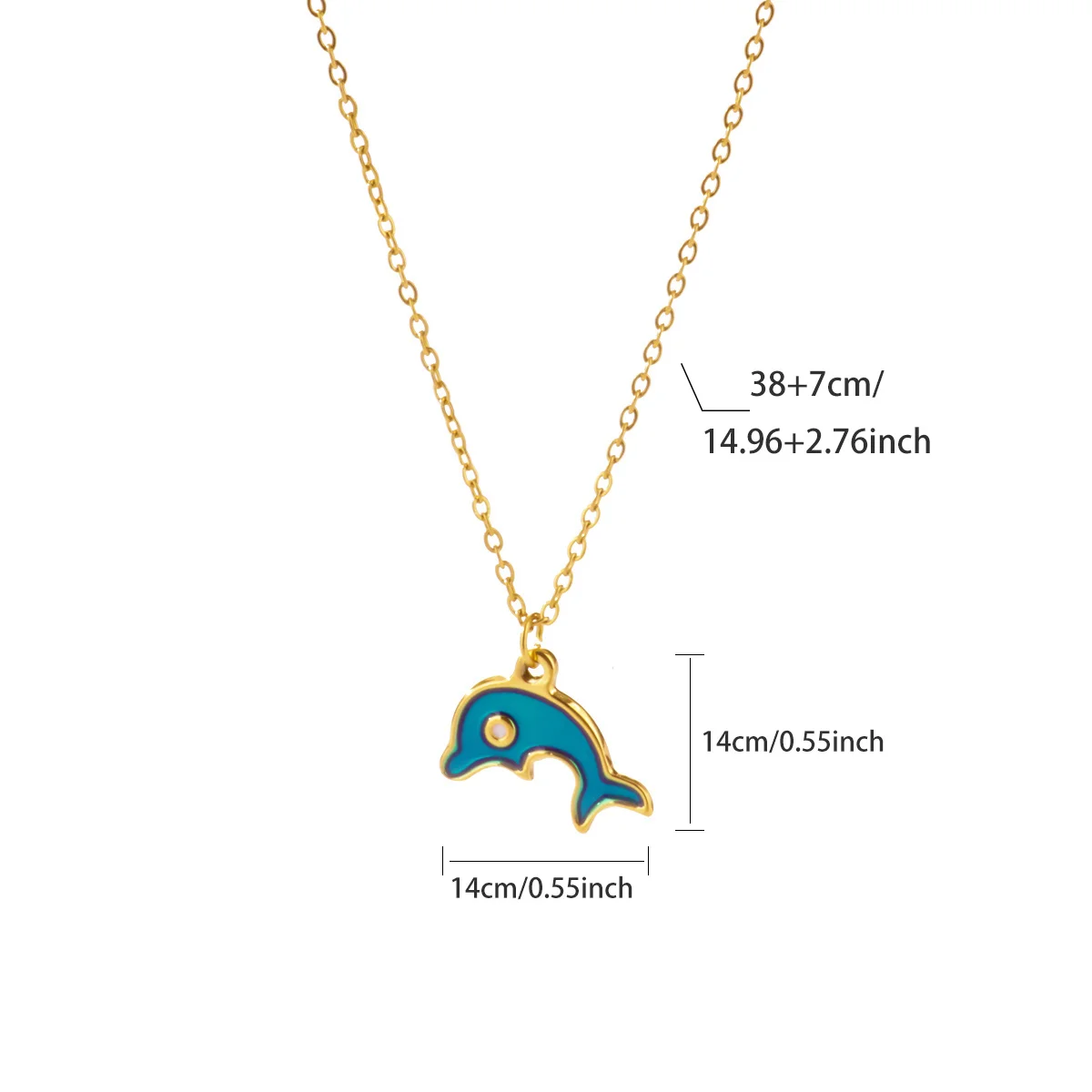 CuteOil Dolphin Necklace Gold Color Stainless Steel