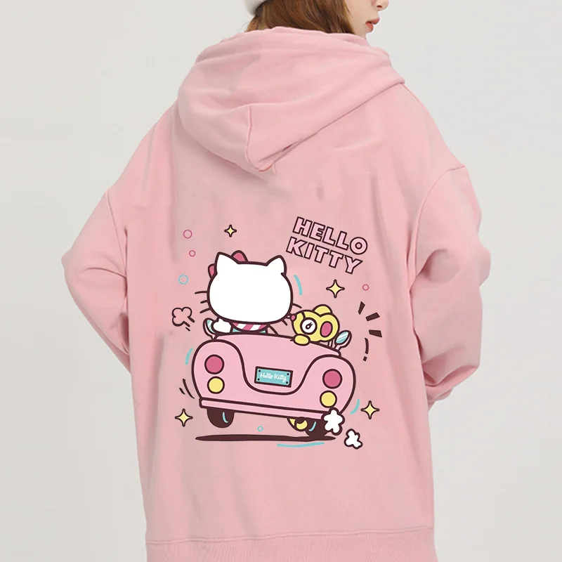 

Kawaii Hello Kitty casual cute print unisex hoodie spring and autumn Sanrio cartoon casual sports street print hoodie