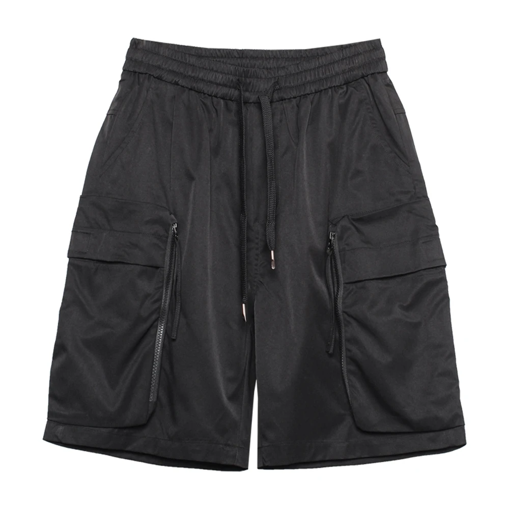 AOGZ Hip Hop Cargo Short Pants Men Streetwear Harajuku Pockets Knee Length Pants Loose Oversized Casual Shorts Elastic Waist