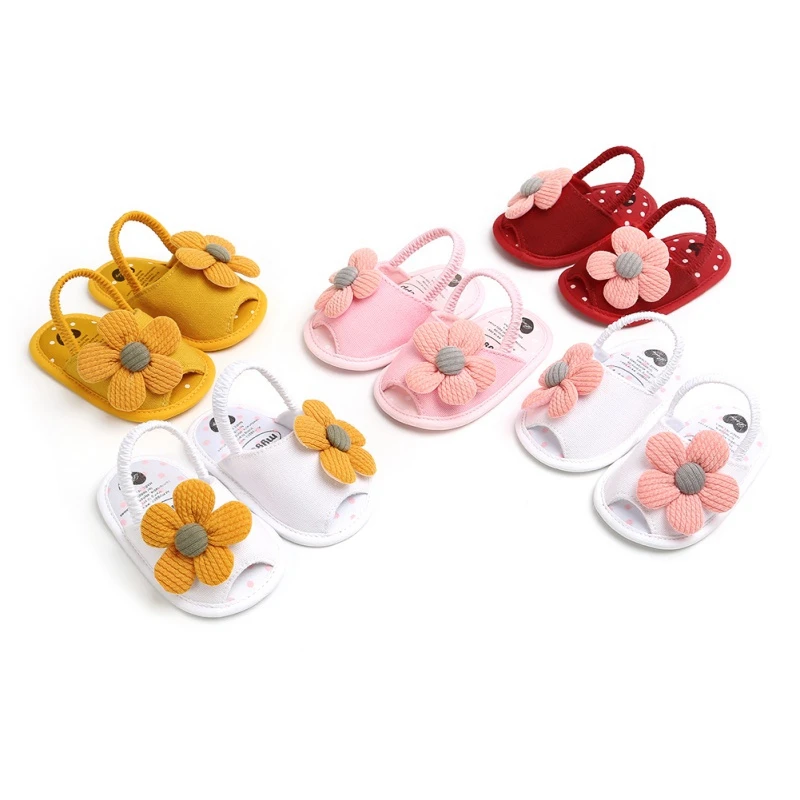 

Baby Girls Shoes Summer Sandal For Newborn Flower Design Soft Cotton Sandal Infant Toddler Crib Fashion Princess Shoes 0-18M