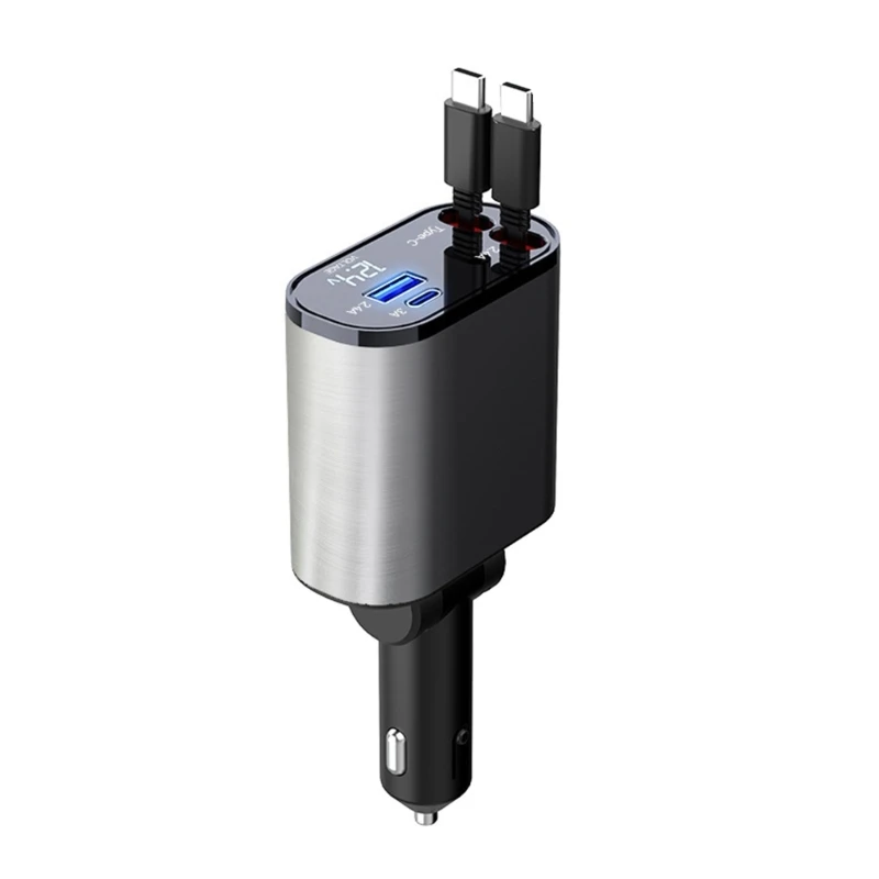 

Универсальное автомобильное зарядное устройство TypeC с 2 портами USB C Адаптер автомобильного зарядного устройства Выдвижной