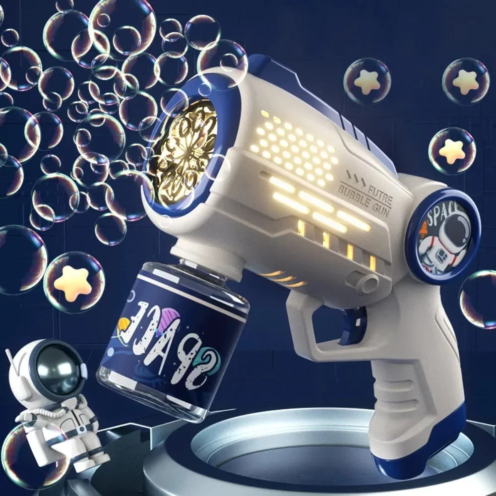 Astronaut Electric Soap Bubble Machine  Automatic Light Bubbles Gun Beach Outdoor Game Pomperos Toys for Children Kids Gift