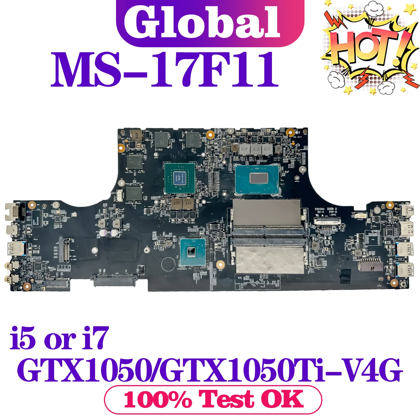 

KEFU Mainboard For MSI MS-17F11 MS-17F1 Laptop Motherboard i5 i7 8th Gen GTX1050/GTX1050Ti-V4G