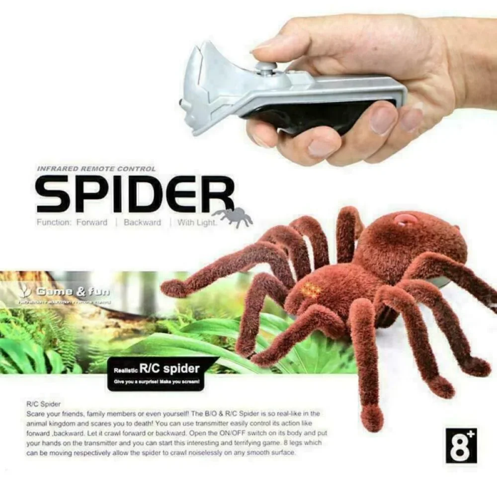 Infrared Remote Control Spider Toy Soft Plush Simulation Animal Crawling Action Pranks RC Toys for Kids Boys Girls Gifts remote control insect toys,remote control toy