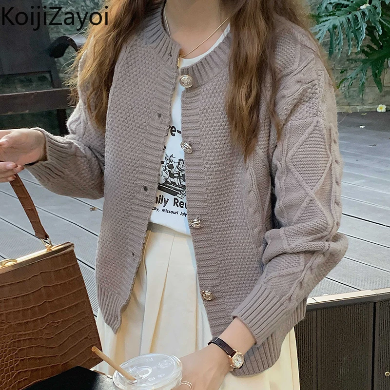 

Koijizayoi Casual Women Loose Knitted Cardigan Office Lady Autumn Winter Kardigan 2022 Chic Korean All Match Cardigans Dropship