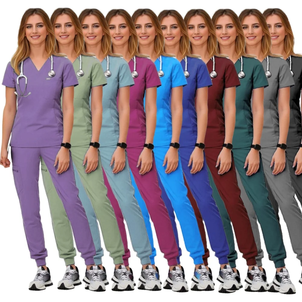 

Hot Sell Scrub Suits Stretch Breathable Women Jogger Nursing Medical Spandex Hospital Scrubs Uniforms Sets