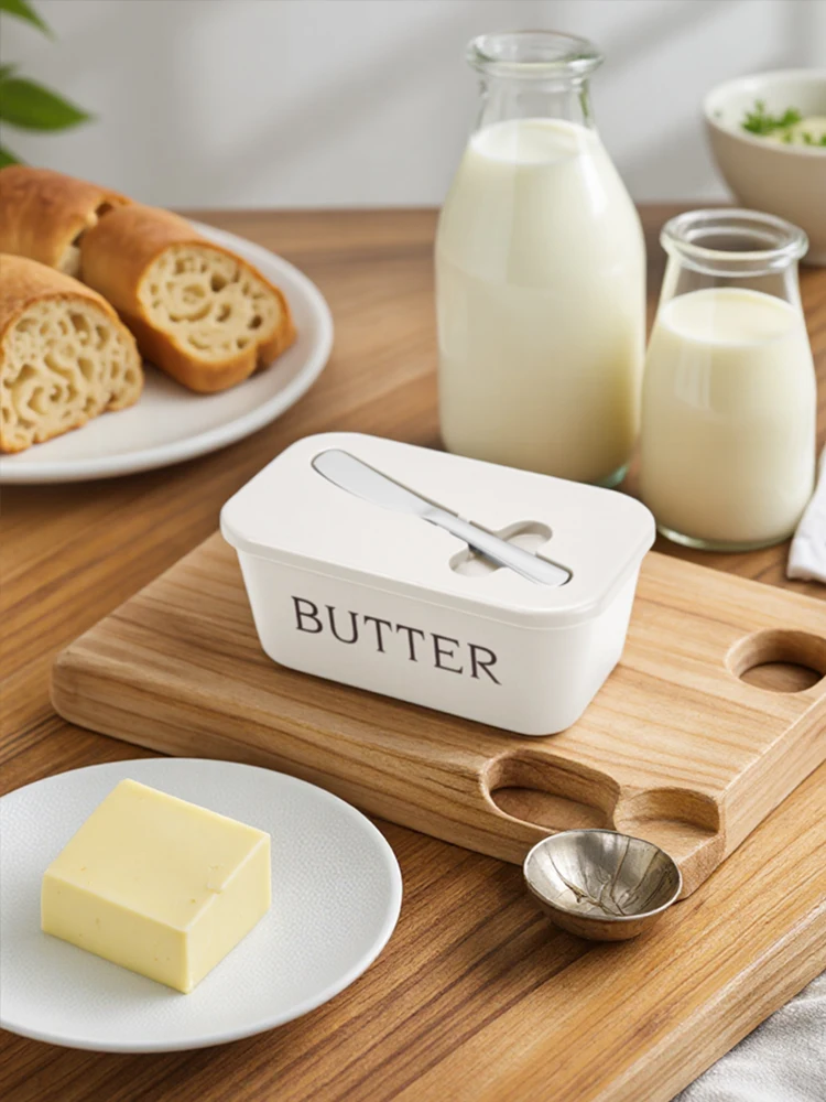 1 set of butter box with knife, made of food-grade PP material, reusable, suitable for travel, picnics and festivals.
