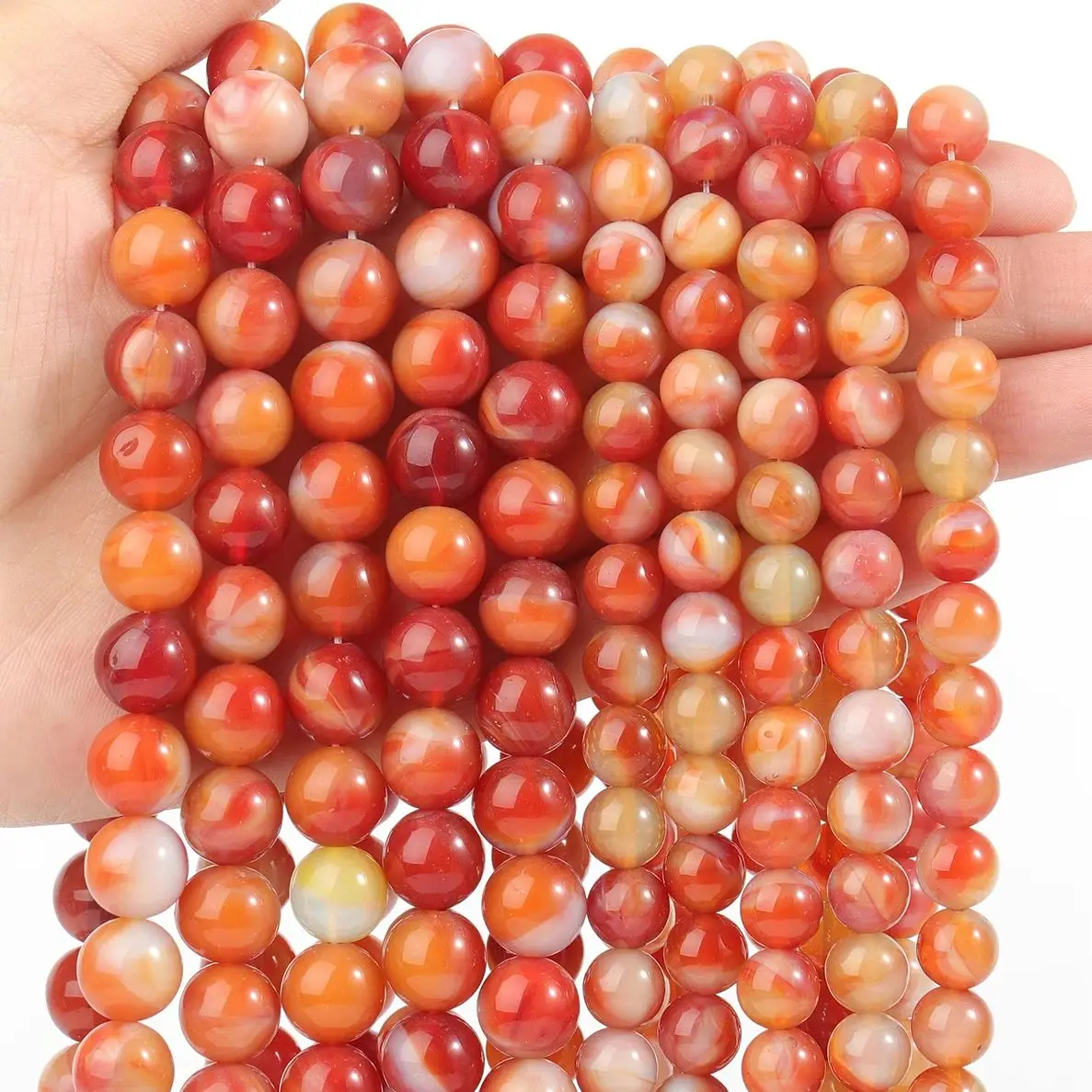 

8/10mm Red Round Glass Beads Imitation Natural Stripe Agate Stone DIY Handmade Bracelet Loose Beads for Jewelry Making