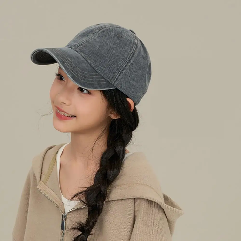Fashion Girl's Hip Hop Cap Washed Cotton Snapback Hat Students Peaked Caps Children Summer Cap Denim Adjustable Baseball Caps