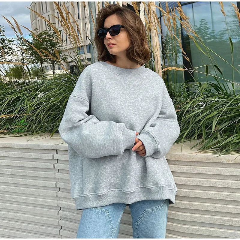 Felpa oversize Y2K solida moda donna 2023 felpe con cappuccio Hip Hop autunno pullover da skateboard vintage femminile High Street_voghion.com