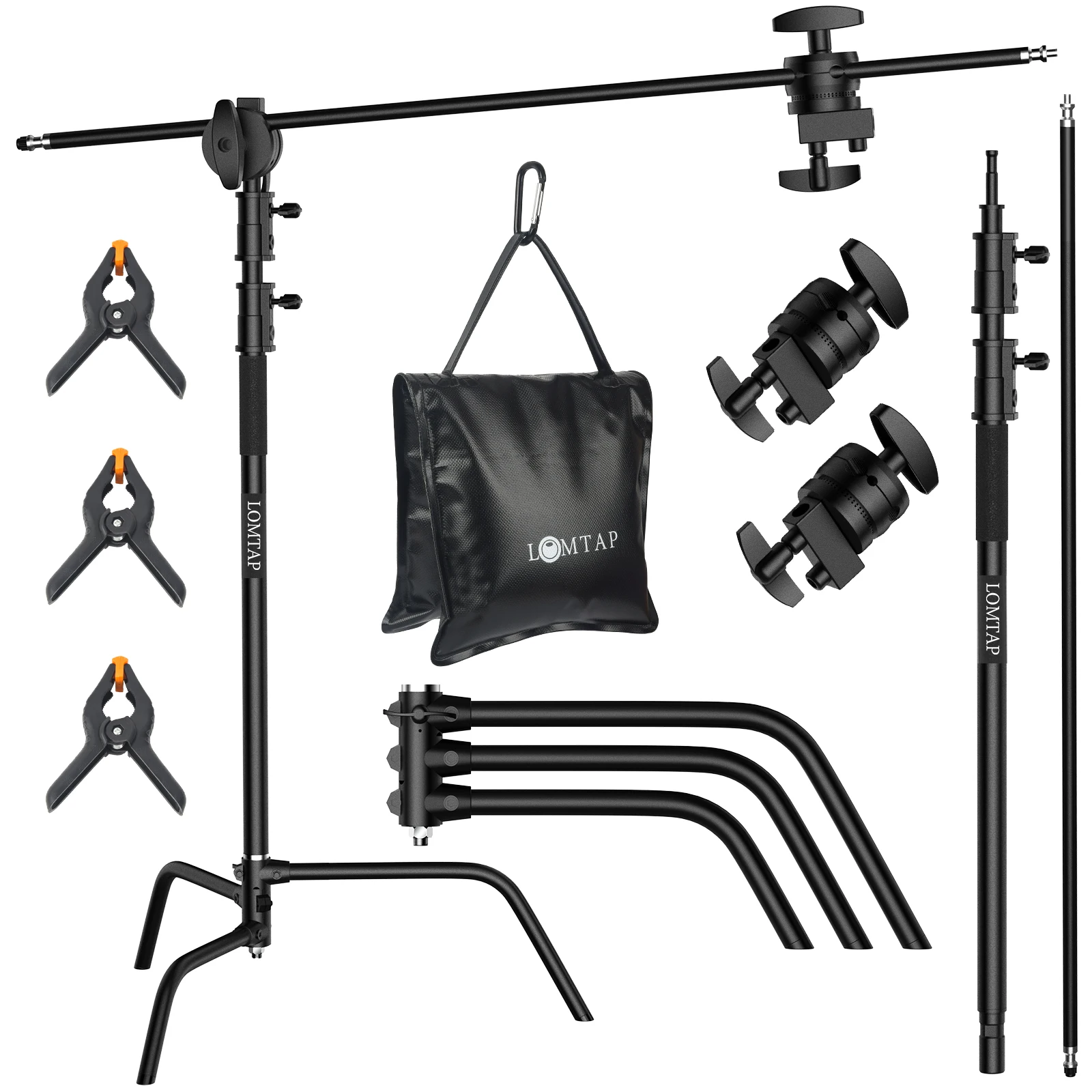 SH 2.6M/3.3M Black Stainless Steel Century Foldable Light Stand Tripod Magic Leg Photography C-Stand For Spot Light,Softbox