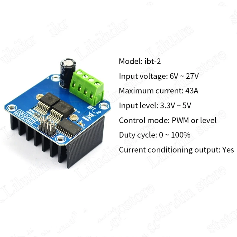 Modulo Driver Motore Liludin BTS7960 ad Alta Potenza con Limitazione di Corrente 43A per Auto Intelligenti e Refrigerazione a Semiconduttori - immagine 4