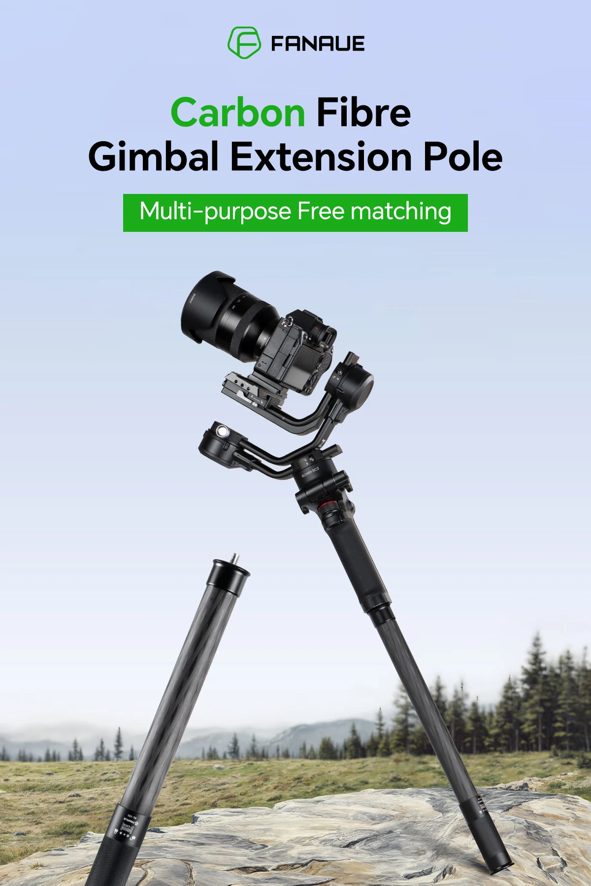 Description Picture 2 of itemFANAUE Carbon Fiber Gimbal Extension Pole Camera Stabilizer Gimbal Accessory  for DJI RS 4 3 2 Ronin S SC S2 RS2 Moza Zhiyun Wee