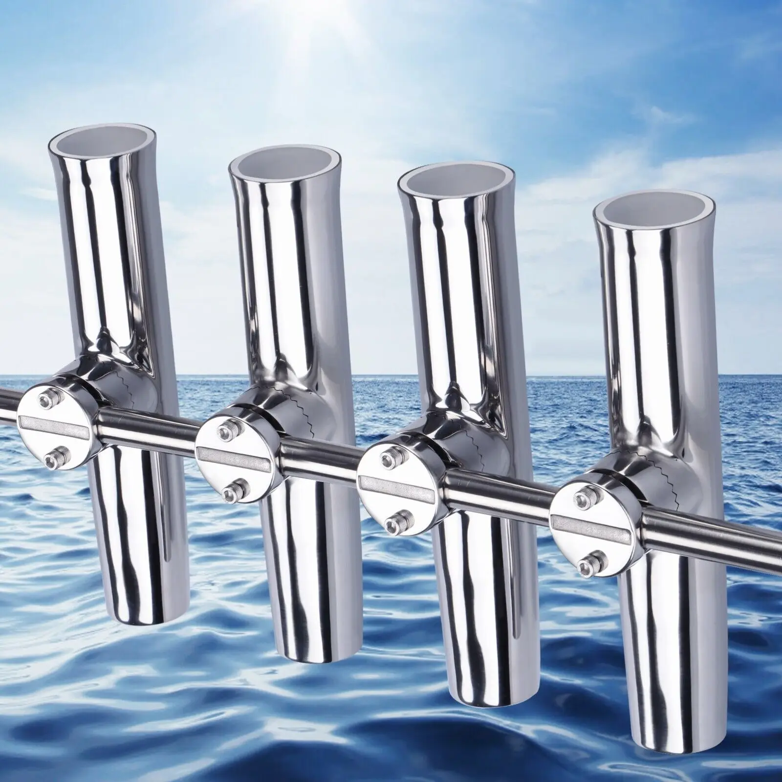 

4XMarine Stainless Steel Clamp On Fishing Rod Holder Adjustable For 7/8" -1"