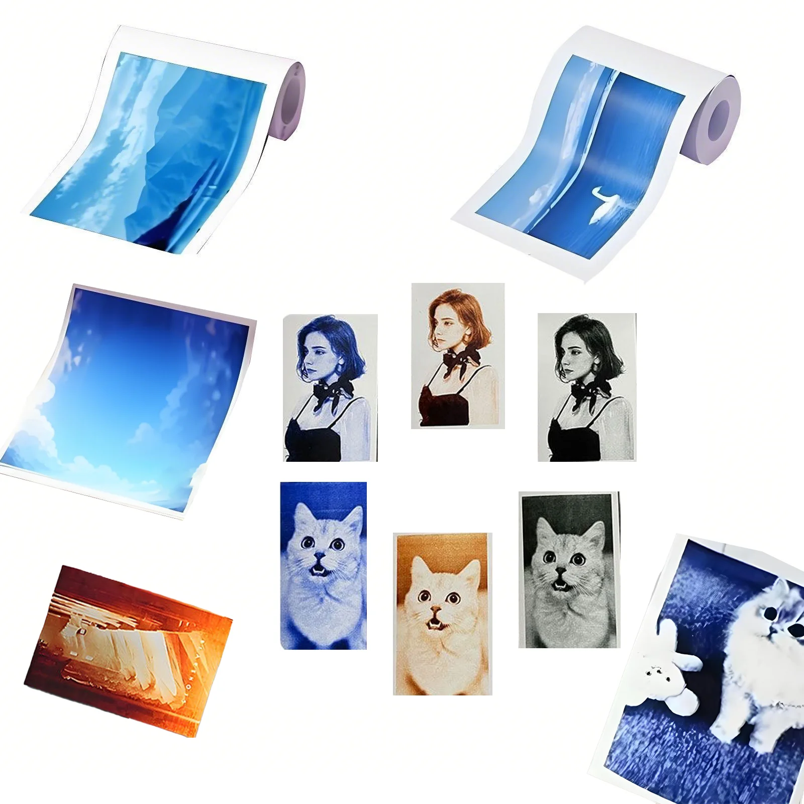 Orange Blue Black Color Print Kid Instant Camera Print Refill Paper- 57*25mm Thermal Print Paper Rolls Photo Print HD Printing