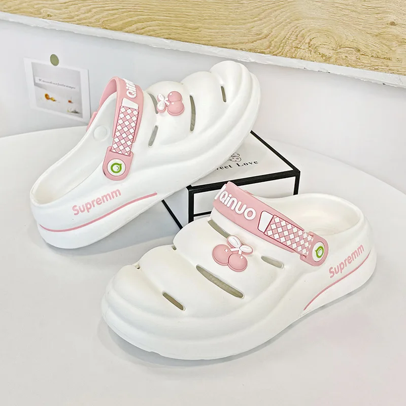 

Home Slippers womens shoes Cartoon cute Kawaii Summer Beach Cloud Flip Flops charm clog slides Cherry indoor Platform Non Slip