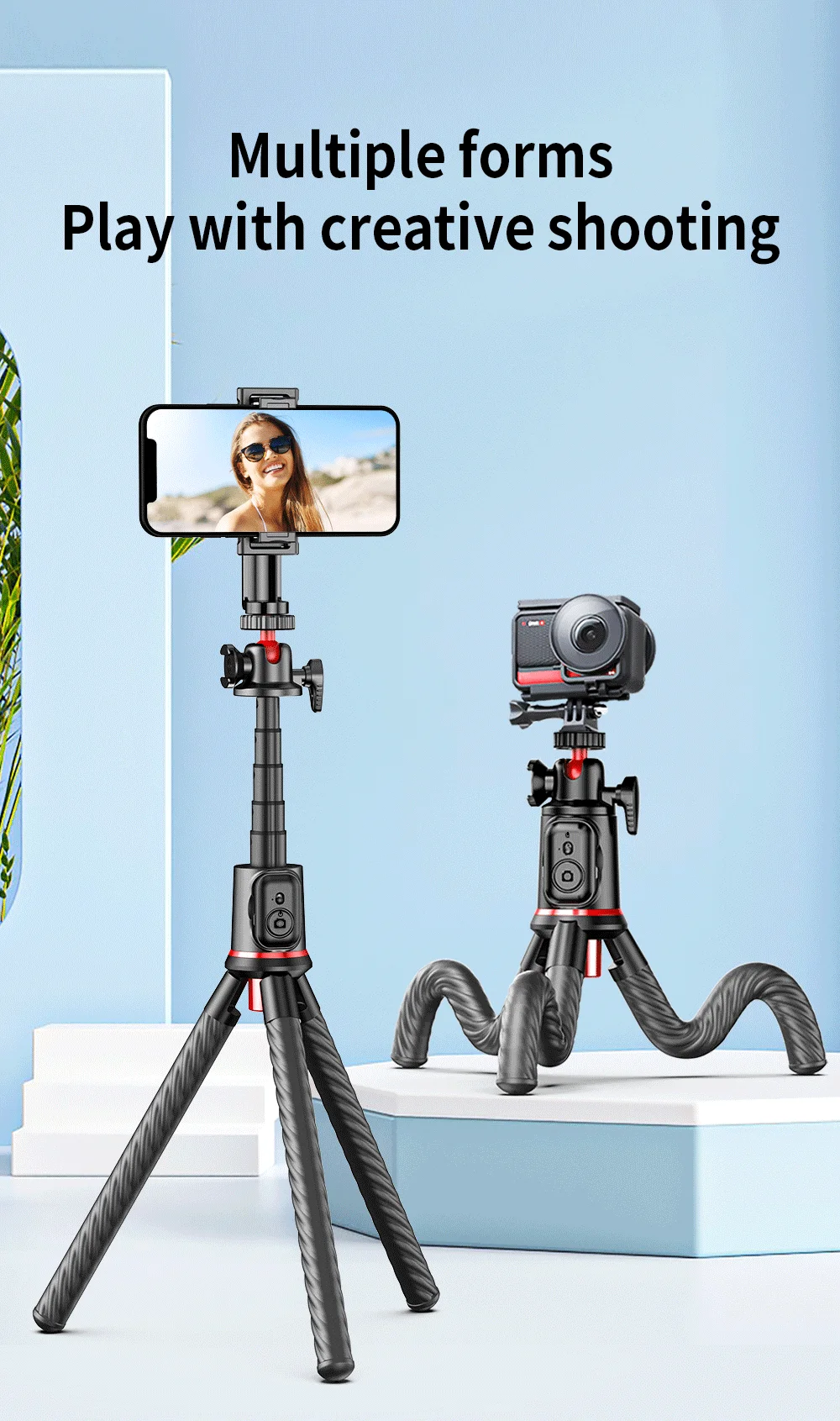 Wireless Bluetooth Selfie Stick for Smartphone Gopro Tripod for DSLR Camera with Octopus Legs for Xiaomi iPhone Huawei Samsung