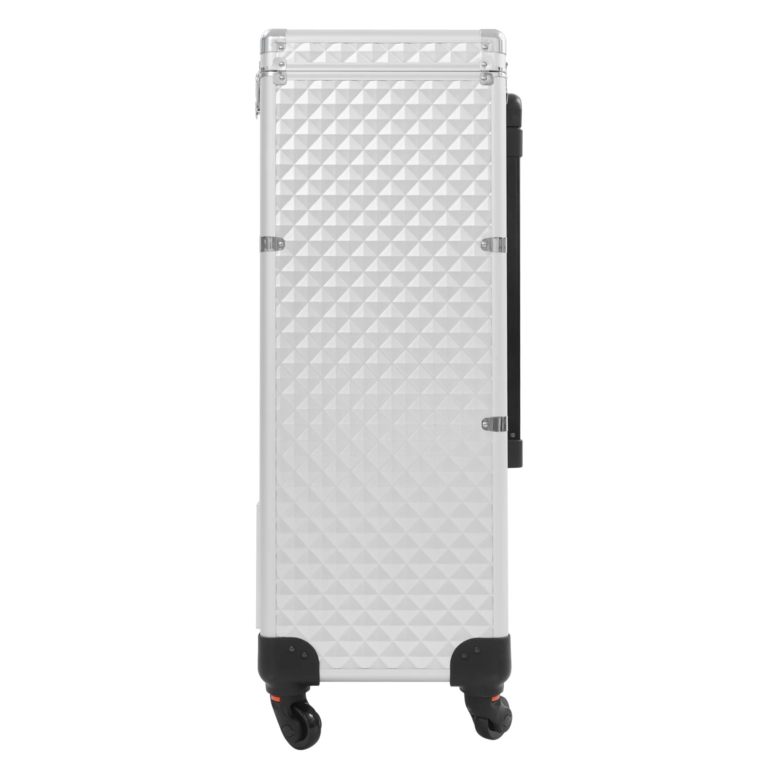 Silberner Rollkoffer für Make-up mit 3 Schubladen, Wasserwürfel-Muster, Salonwagen mit Universalrädern, Moderner Rechteckiger Make-up-Organizer – Detail 5