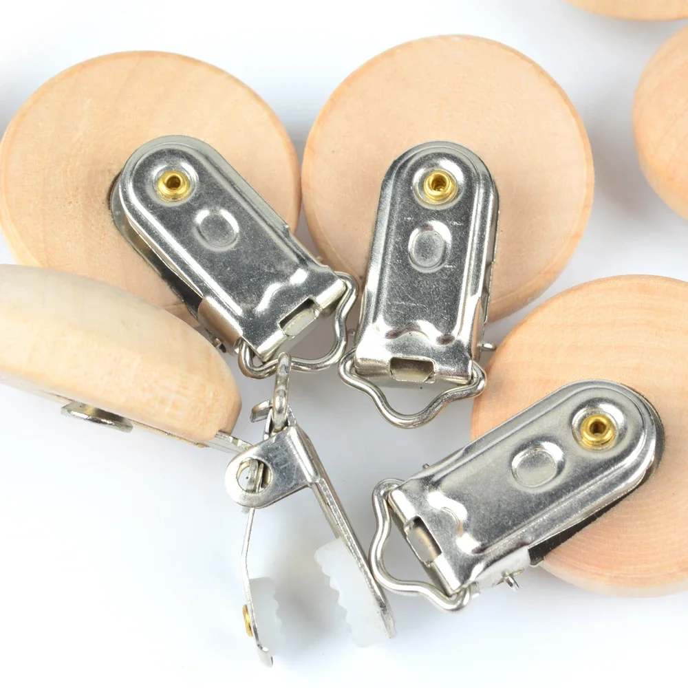 Natural Beech Wooden Pacifier Clips Dummy Holder Chain Wood Nipple Clip for Baby Teether Chew Toys Nursing Accessories 5/10Pcs