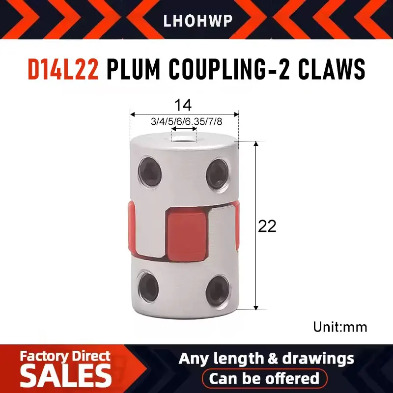 XB D14L22 Flexibele askoppeling met twee kaken - 3,17 tot 8 mm