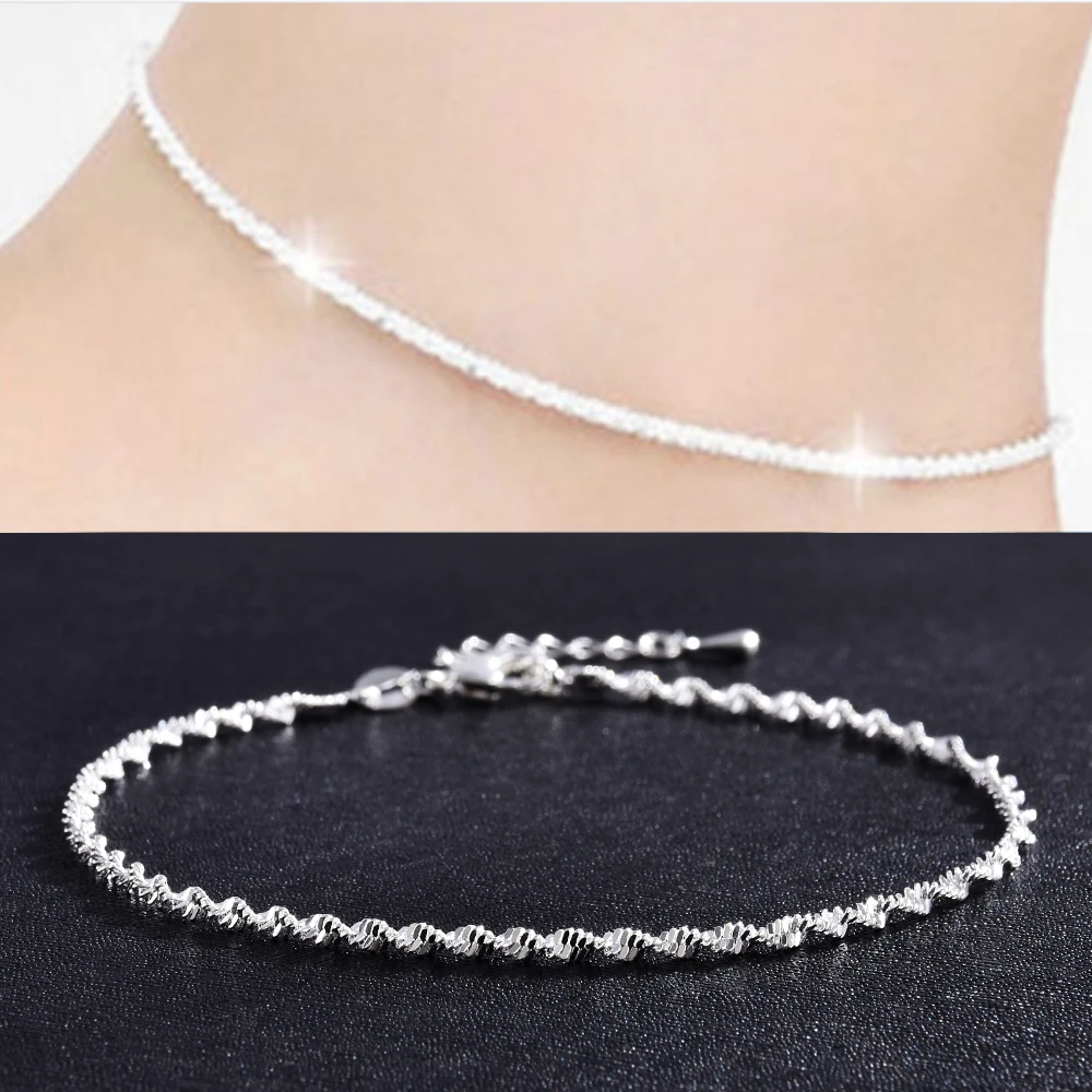 Silver Ankle Bracelet for silver anklet bracelet,ankle chains,fashion accessories Women Simple Fashion Anklet Foot Jewelry Chain Beach Gifts