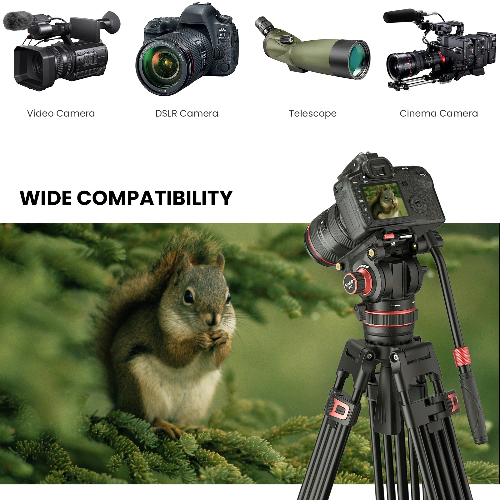 Camera Fluid Head EVUMO V12 Professional Hydraulic Fluid Video Head Load 10kg22lbs For Tripod Monopod DSLR Cameras Camcorder Big Fluid Tripod Head