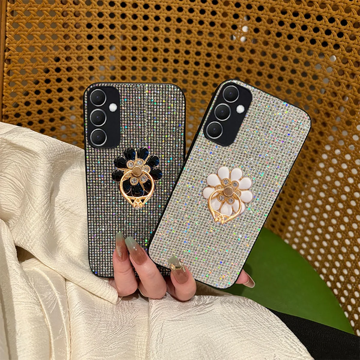Chic Floral Ring Buckle Phone Case with Enhanced Protection