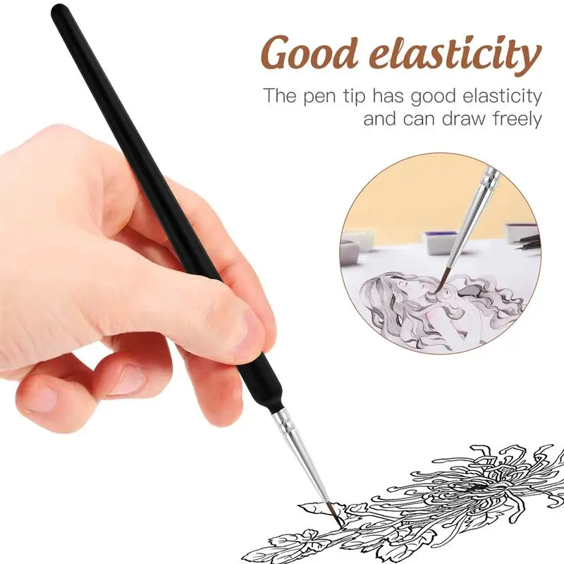 3pcs 0 00 000 Nylon Brush Hook Line Pen Professional Fine Tip Drawing Brushes Micro Detail Paint Brush Watercolor Oil Painting 3