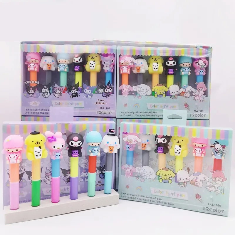 

36 pcs/lot Sanrio Kawaii Animal 12 Colors Highlighter Pen Cute Drawing Marker Pens Fluorescent Pen Office School Supplies