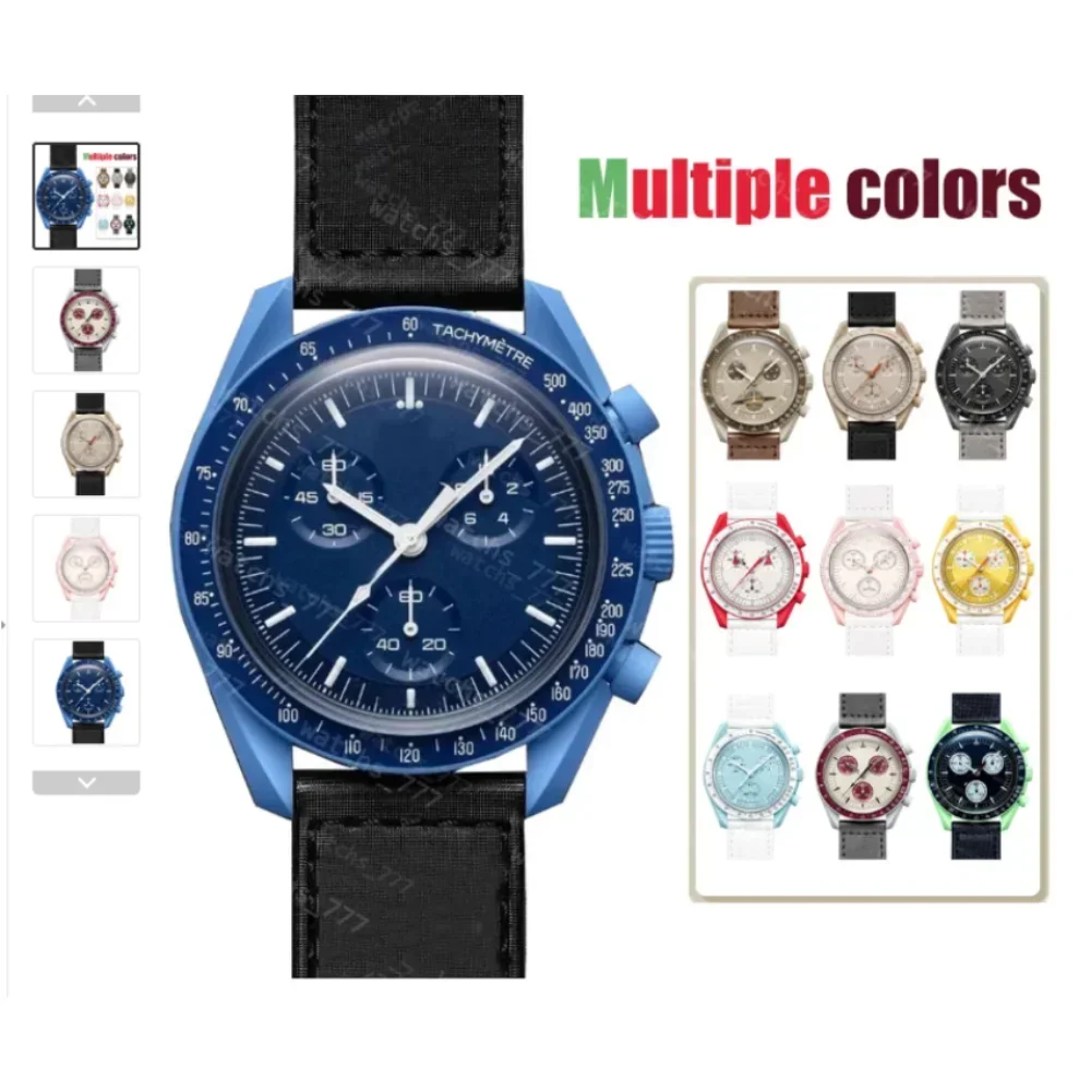 

New Couple Watch Multifunction Plastic Case Weight Moon Watches For Men swatch Ladies Business Chronograph Explore Planet Clock