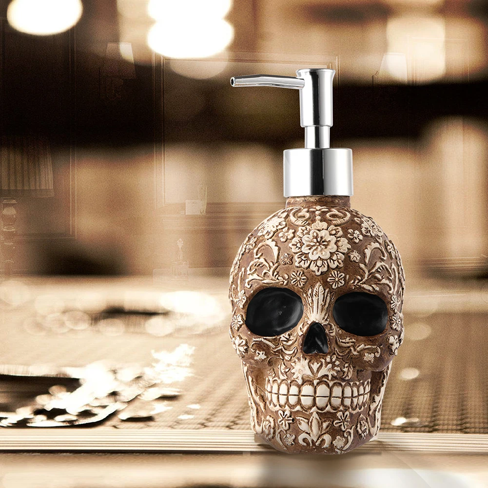 Skull Soap Dispenser Bottle Refill Pump Halloween Decor Shampoo Holder Soap Dispenser Ornament for Home Bathroom soap dispenser