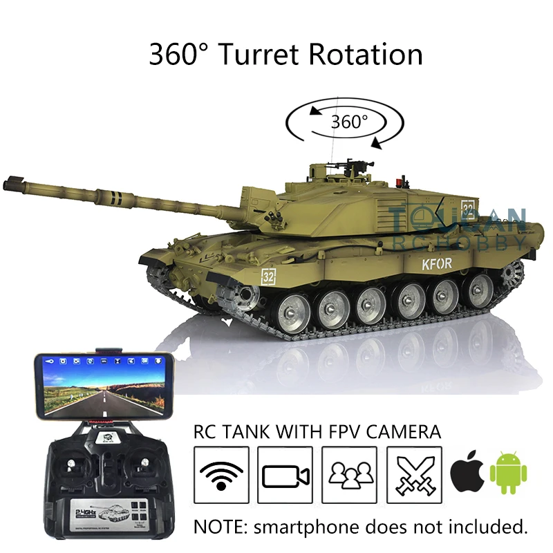 In Stock Henglong 1/16 7.0 Customize Challenger II RC Tank 3908 360° Turret FPV Tracks RC Panzer TH17743-SMT4 2
