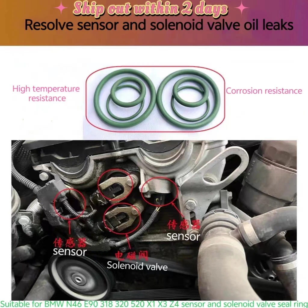 Sealing ring for BMW N46 E90 318 320 520 X1 X3 Z4 sensor and camshaft VVT solenoid valve