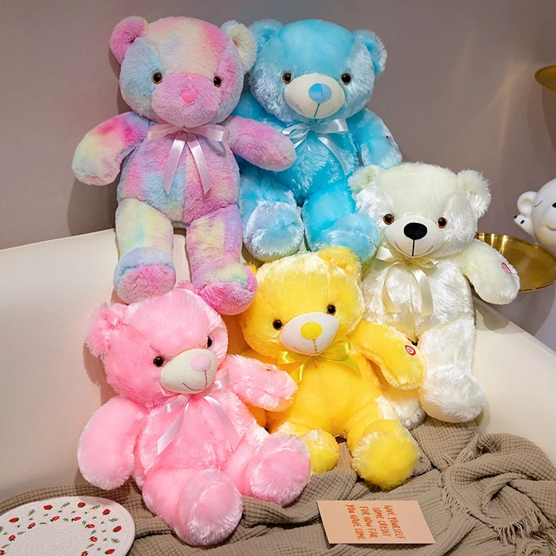 30CM Creative Light Up LED Bear Stuffed Animal Plush Toy Colorful Glowing Bear Doll Luminous Christmas Gift